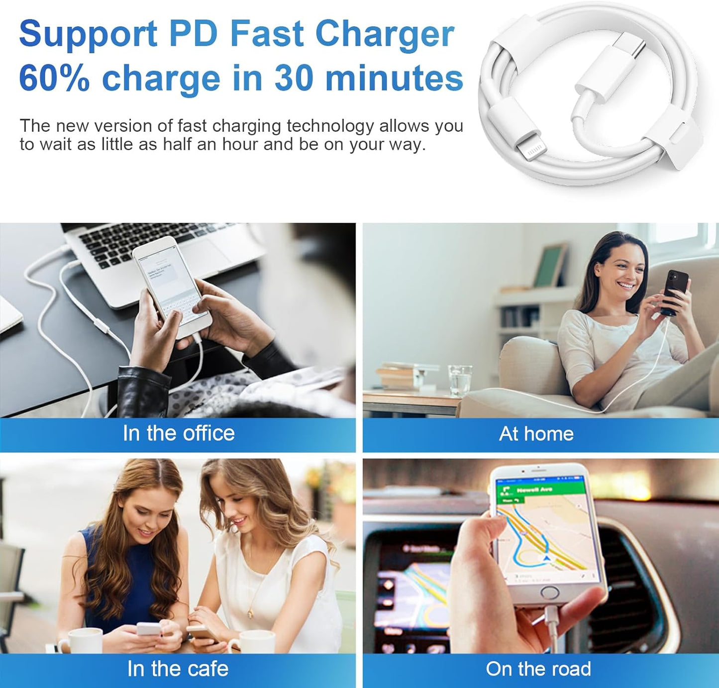 Charger Fast Charging 20W PD USB C Wall Charger with 6FT Fast Charging Cable Compatible iPhone